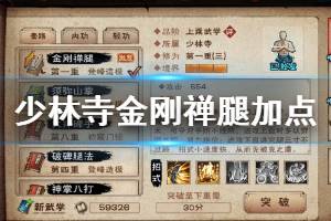 《烟雨江湖》少林寺金刚禅腿加点方法 金刚禅腿金刚坐禅解锁技巧