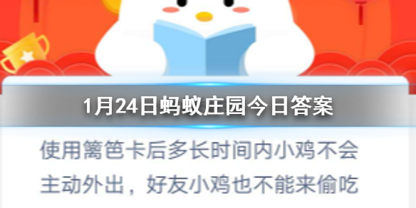 使用篱笆卡后多长时间内小鸡不会主动外出好友小鸡也不能来偷吃 蚂蚁庄园今日答案