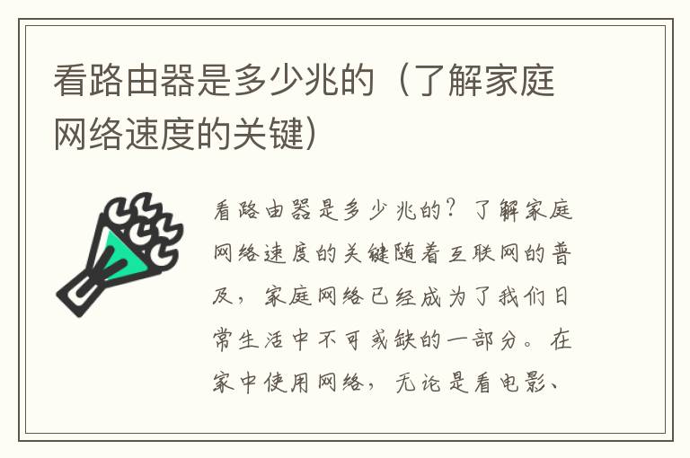 看路由器是多少兆的（了解家庭网络速度的关键）