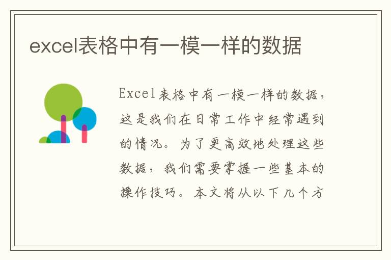 excel表格中有一模一样的数据