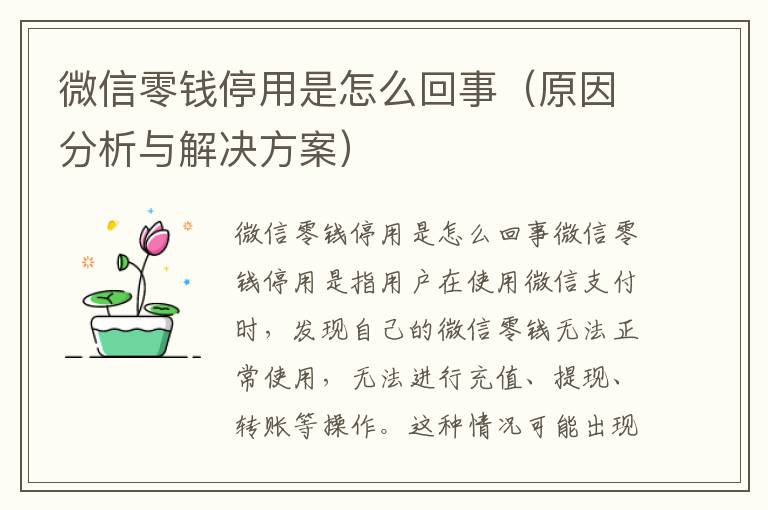 微信零钱停用是怎么回事（原因分析与解决方案）